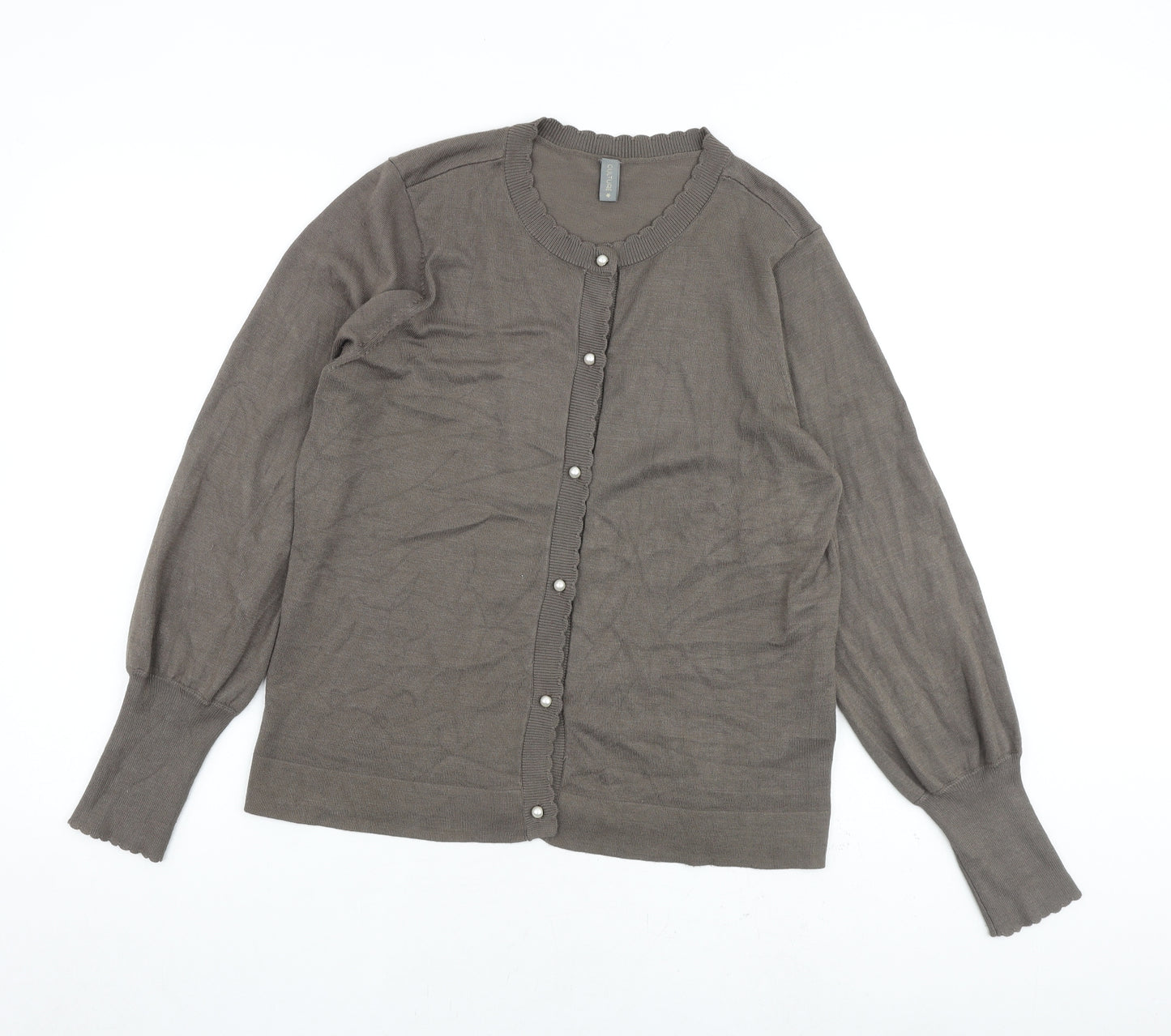 CULTURE Womens Grey Round Neck Viscose Cardigan Jumper Size M