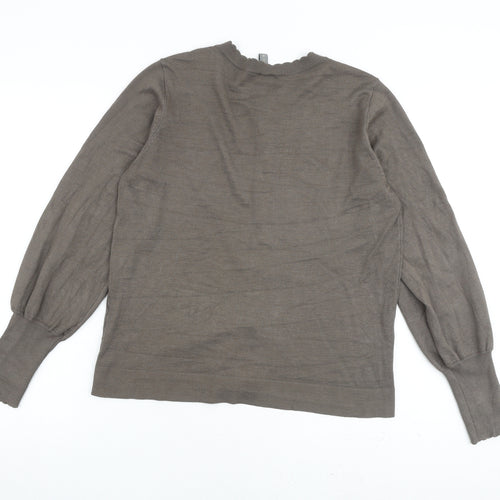 CULTURE Womens Grey Round Neck Viscose Cardigan Jumper Size M