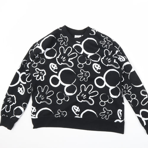Disney Womens Black Geometric Polyester Pullover Sweatshirt Size S Pullover - Mickey Mouse