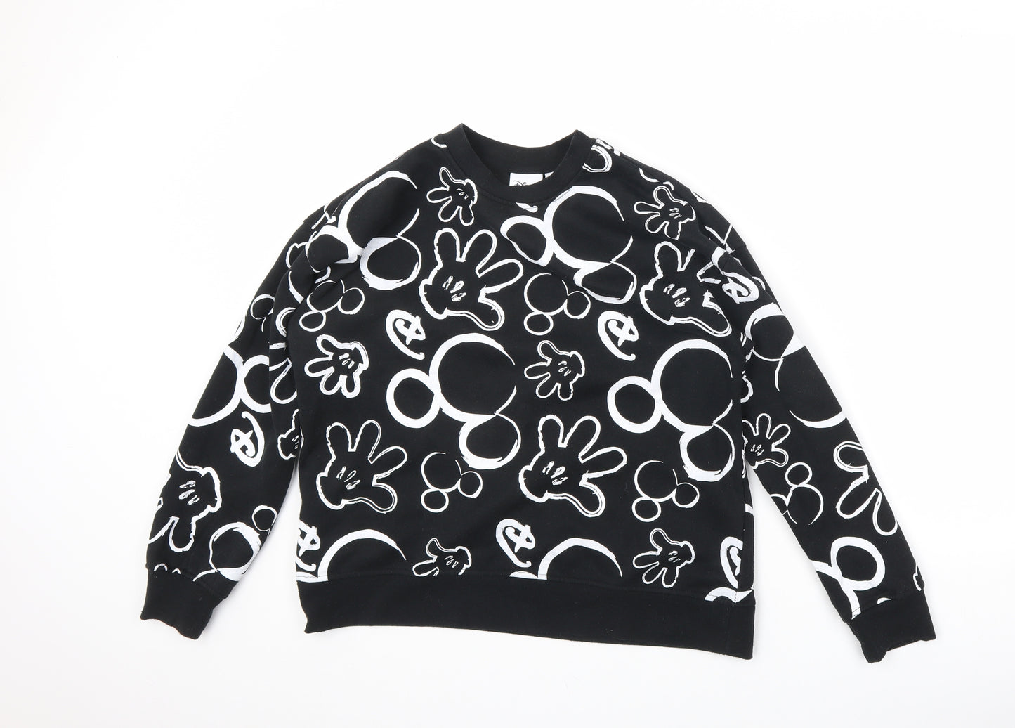 Disney Womens Black Geometric Polyester Pullover Sweatshirt Size S Pullover - Mickey Mouse