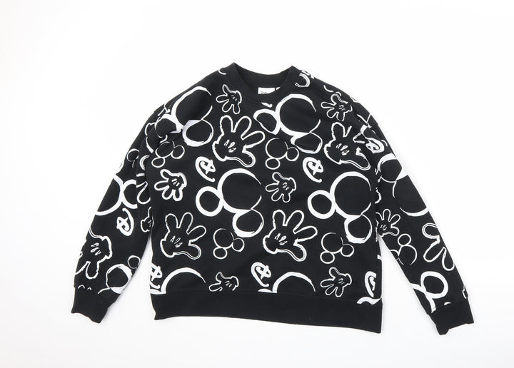 Disney Womens Black Geometric Polyester Pullover Sweatshirt Size S Pullover - Mickey Mouse