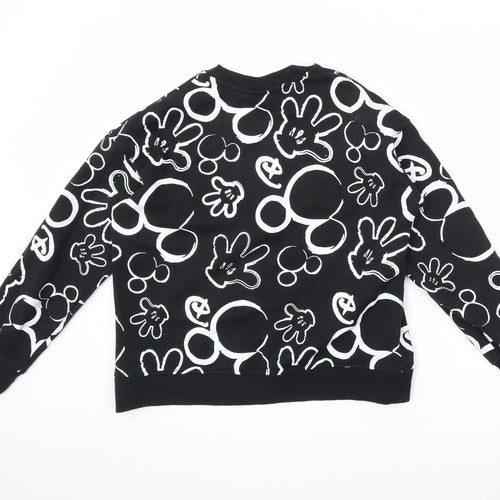 Disney Womens Black Geometric Polyester Pullover Sweatshirt Size S Pullover - Mickey Mouse