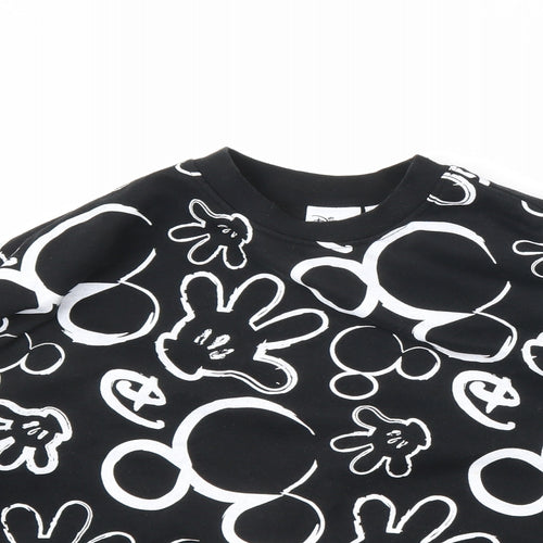 Disney Womens Black Geometric Polyester Pullover Sweatshirt Size S Pullover - Mickey Mouse