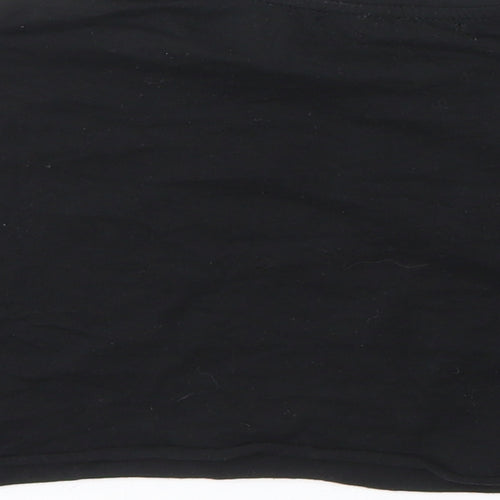 Pull&Bear Womens Black 100% Cotton Cropped T-Shirt Size XS Crew Neck