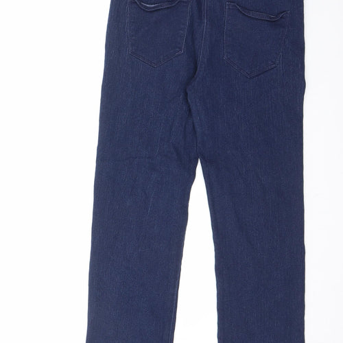 Bonmarché Womens Blue Cotton Straight Jeans Size 12 L25.5 in Regular Zip - Elasticated Waist