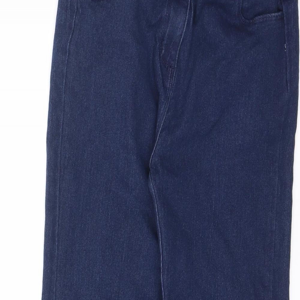 Bonmarché Womens Blue Cotton Straight Jeans Size 12 L25.5 in Regular Zip - Elasticated Waist