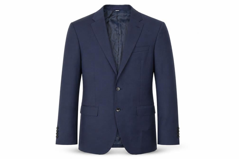 Front view of Autograph men’s blue wool jacket suit jacket, size 40, regular
