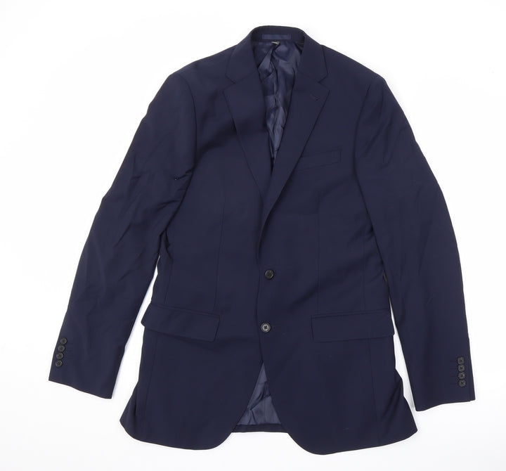 Marks and Spencer Mens Blue Polyester Jacket Suit Jacket Size 38 Regular