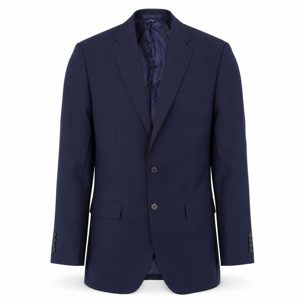 Front view of Marks & Spencer men’s blue polyester jacket suit jacket, size 38, regular
