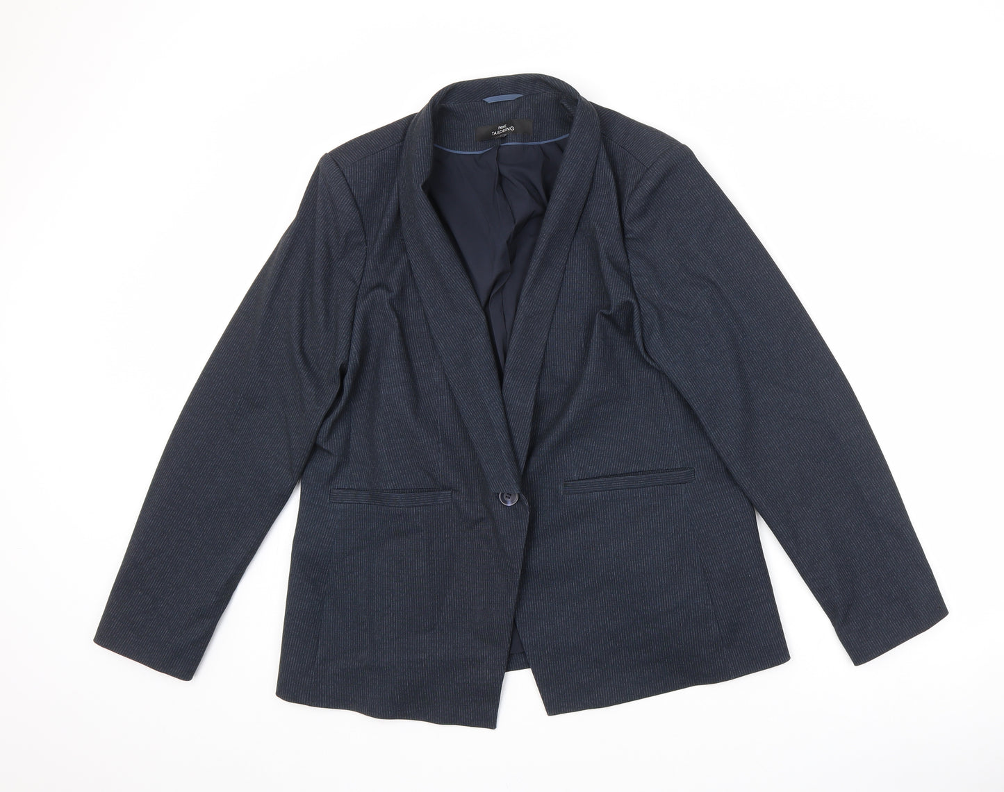 NEXT Womens Blue Striped Polyester Jacket Blazer Size 20
