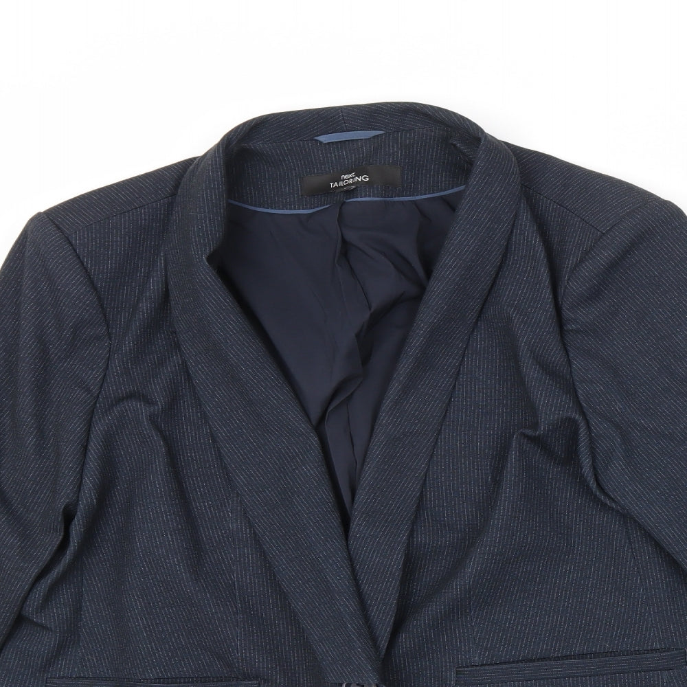 NEXT Womens Blue Striped Polyester Jacket Blazer Size 20