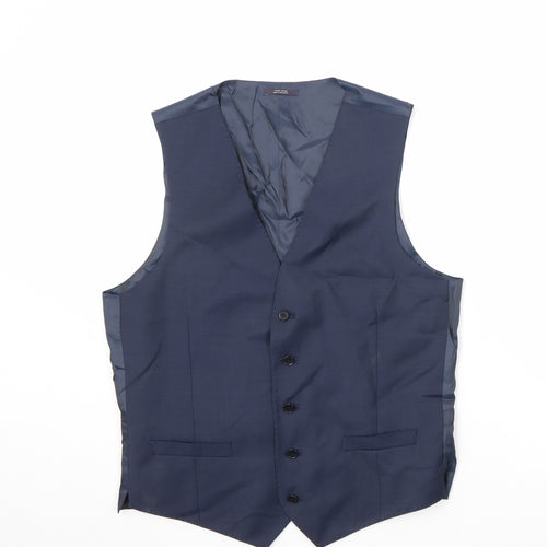 Autograph Mens Blue Wool Jacket Suit Waistcoat Size 40 Regular