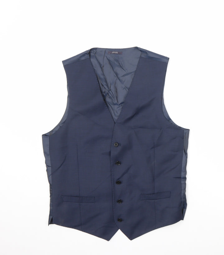 Autograph Mens Blue Wool Jacket Suit Waistcoat Size 40 Regular