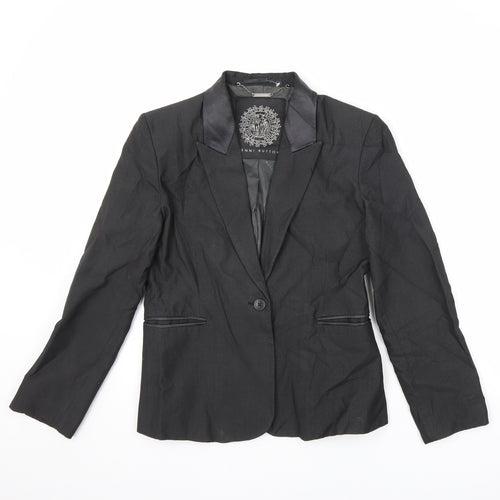 Jenni Button Womens Black Polyester Jacket Blazer Size 8