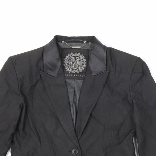 Jenni Button Womens Black Polyester Jacket Blazer Size 8