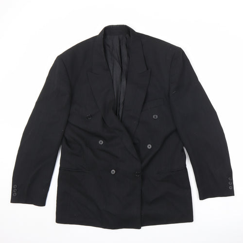 Cormann Mens Black Striped Polyester Jacket Suit Jacket Size 40 Regular