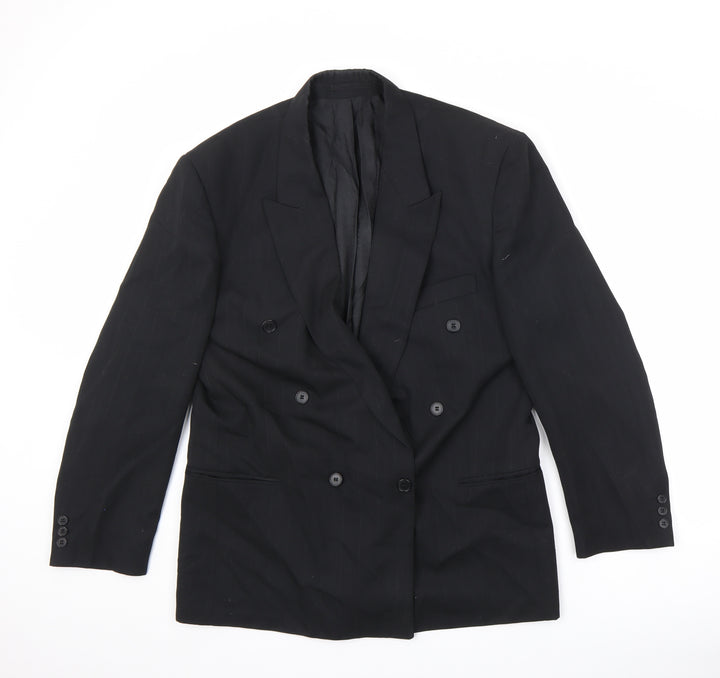 Cormann Mens Black Striped Polyester Jacket Suit Jacket Size 40 Regular