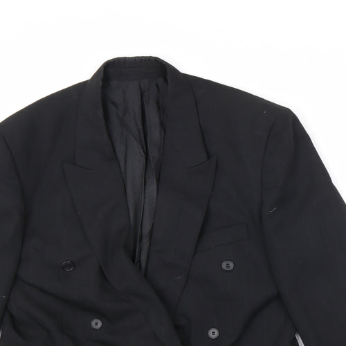 Cormann Mens Black Striped Polyester Jacket Suit Jacket Size 40 Regular