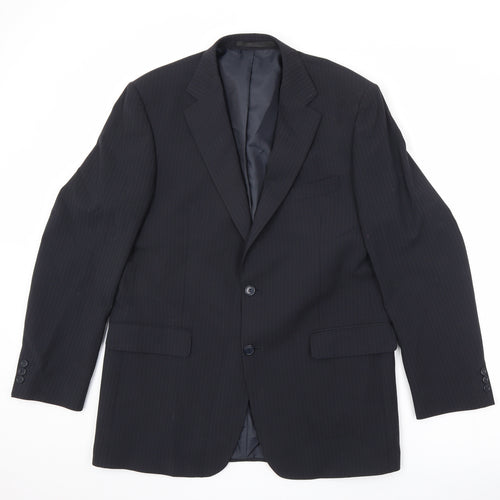 Marks and Spencer Mens Blue Striped Polyester Jacket Suit Jacket Size 42 Regular