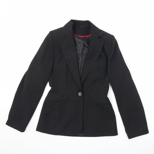 New Look Womens Black Striped Jacket Blazer Size 8 Button