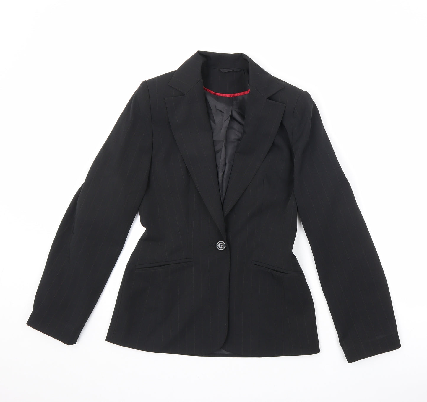New Look Womens Black Striped Jacket Blazer Size 8 Button