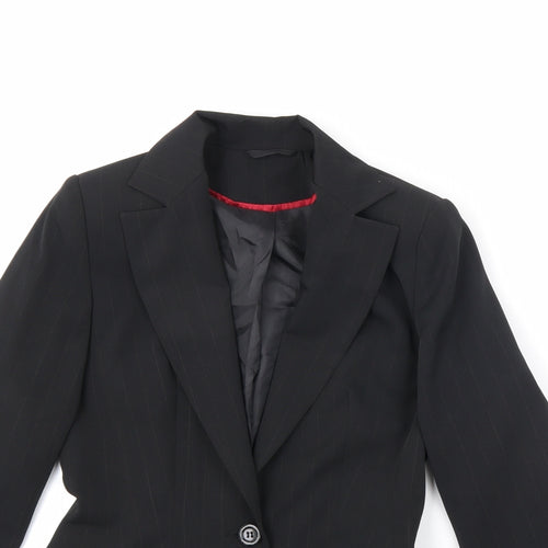 New Look Womens Black Striped Jacket Blazer Size 8 Button