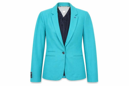 Front view of Mossimo women’s green acetate jacket blazer, size UK 8