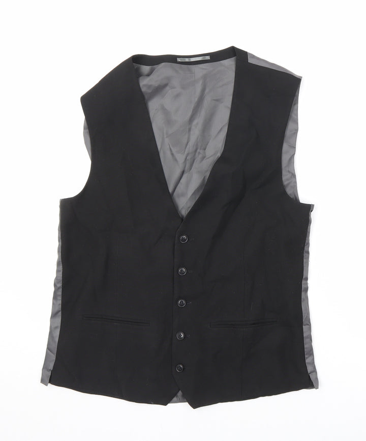 NEXT Mens Black Polyester Jacket Suit Waistcoat Size 42 Regular