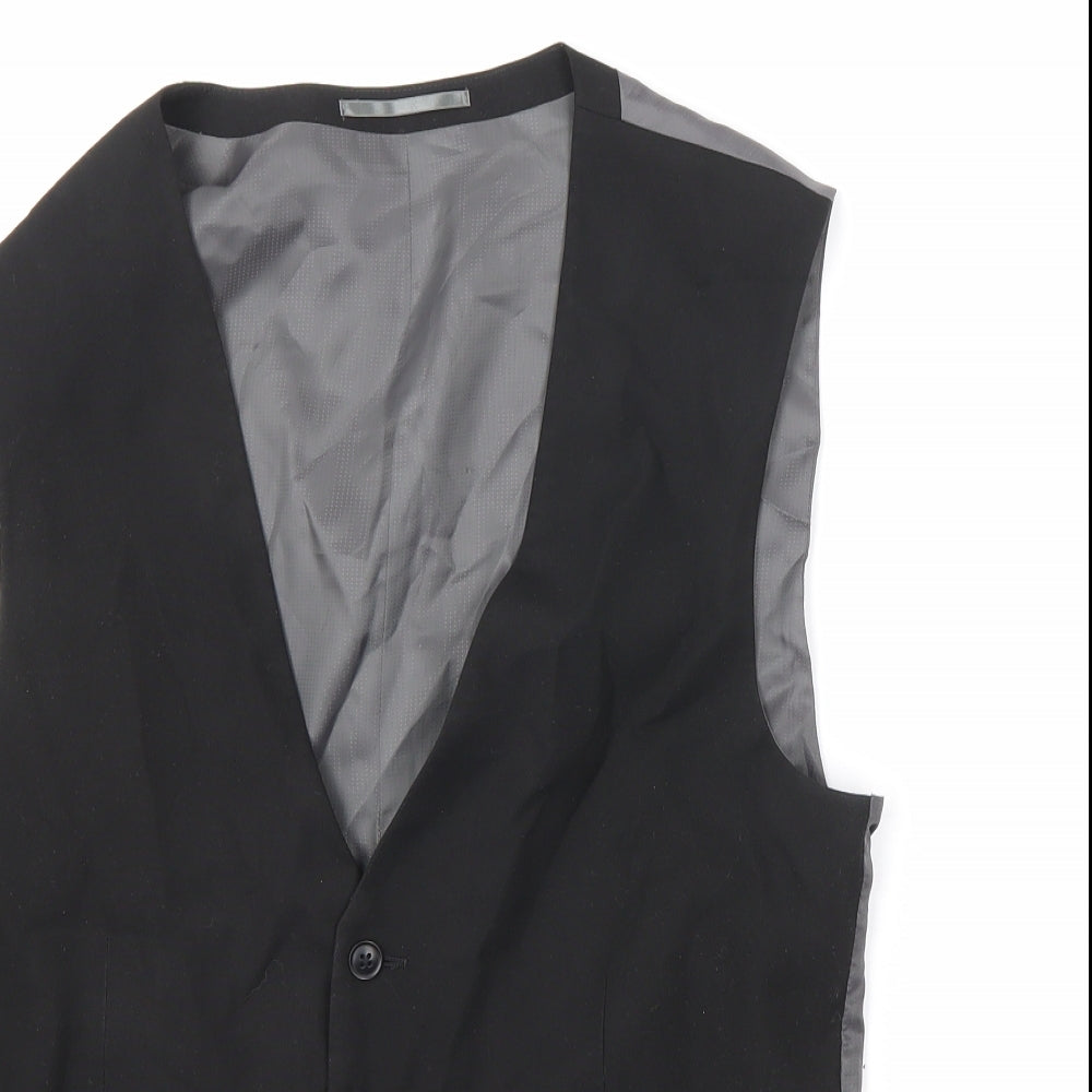 NEXT Mens Black Polyester Jacket Suit Waistcoat Size 42 Regular