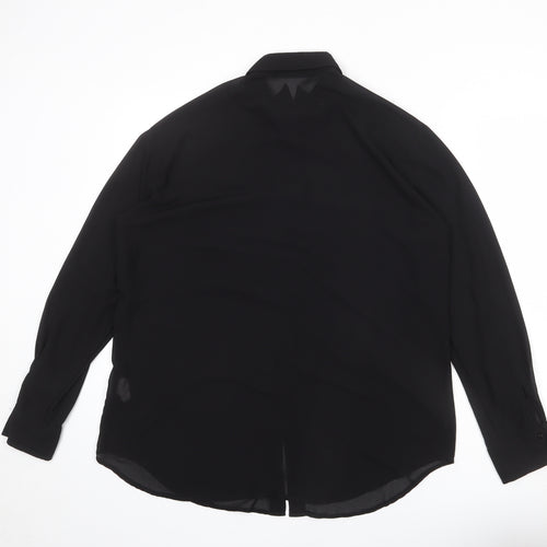 Glamorous Womens Black Polyester Basic Button-Up Size S Collared