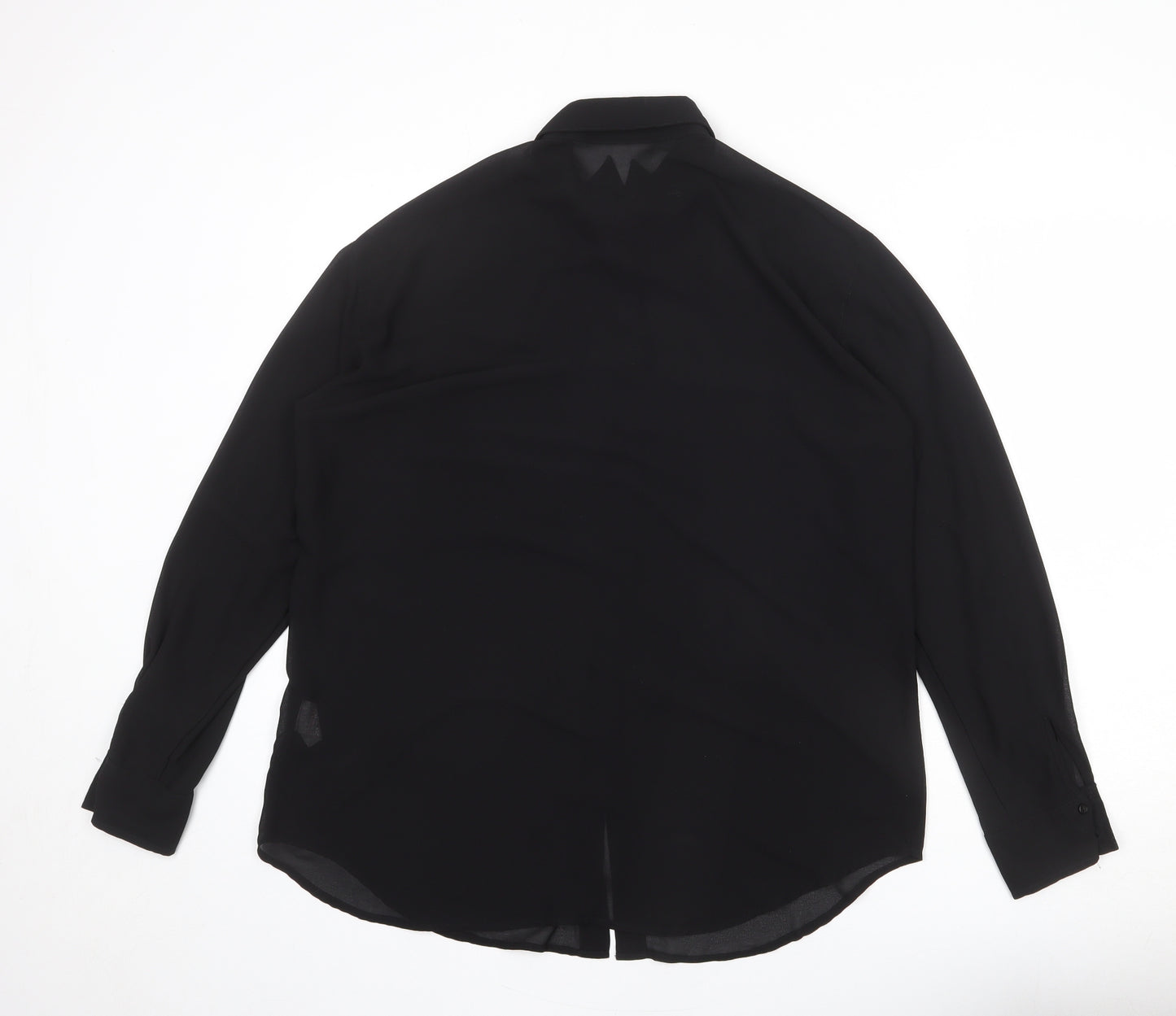 Glamorous Womens Black Polyester Basic Button-Up Size S Collared