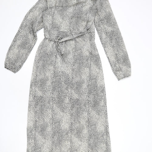 Lipsy Womens Beige Animal Print Polyester Wrap Dress Size 8 V-Neck Tie