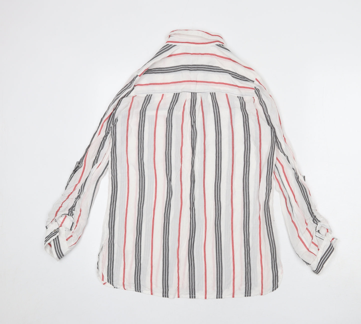 River Island Womens White Striped Modal Basic Button-Up Size 6 Collared