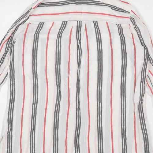 River Island Womens White Striped Modal Basic Button-Up Size 6 Collared
