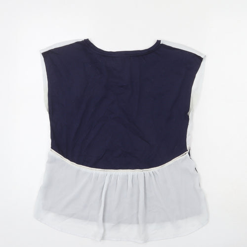Pagani Womens Blue Polyester Basic T-Shirt Size S Round Neck