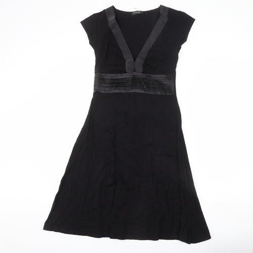 ORSAY Womens Black Viscose A-Line Size 10 V-Neck Pullover - Frills