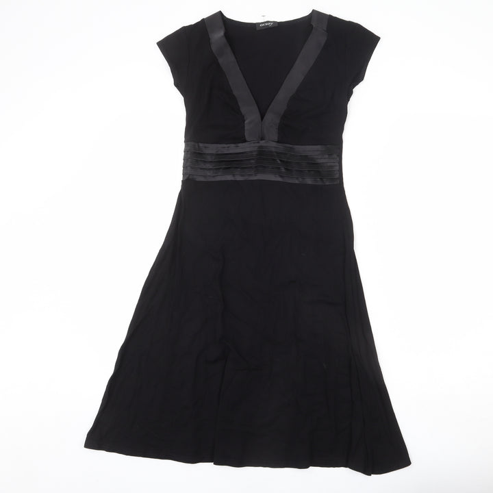 ORSAY Womens Black Viscose A-Line Size 10 V-Neck Pullover - Frills