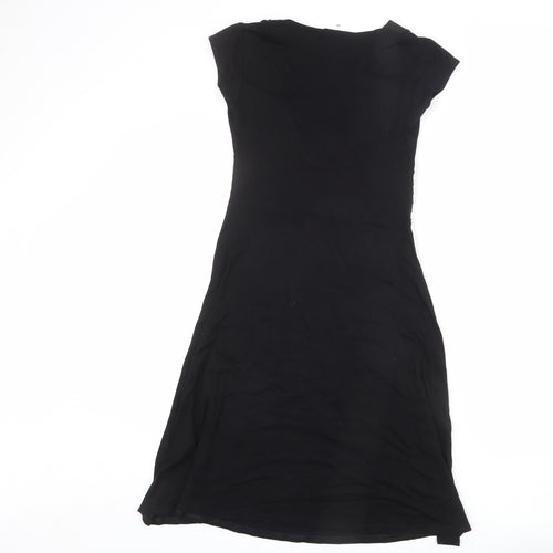 ORSAY Womens Black Viscose A-Line Size 10 V-Neck Pullover - Frills
