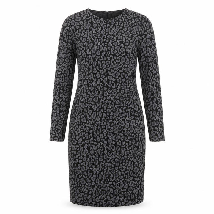 Mango Womens Grey Animal Print Polyester Sheath Size L Round Neck Zip - Leopard Print