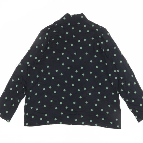 Marks and Spencer Womens Black Polka Dot Polyester Basic Blouse Size 18 Collared