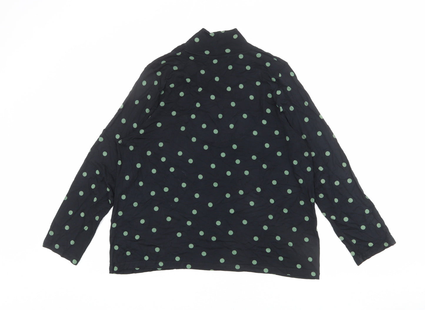Marks and Spencer Womens Black Polka Dot Polyester Basic Blouse Size 18 Collared