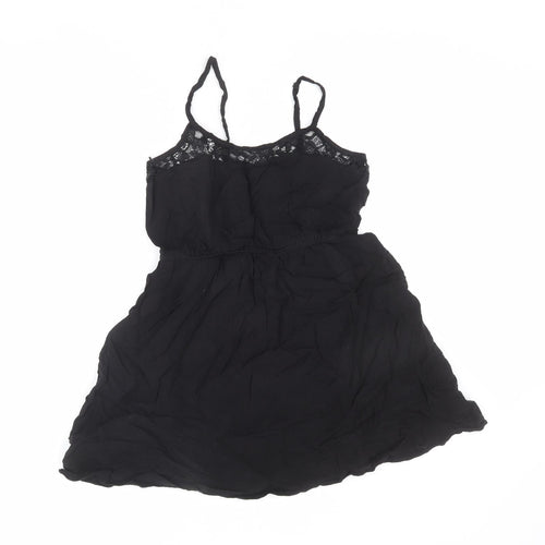 Divided by H&M Womens Black Viscose A-Line Size 12 Round Neck Pullover - Lace Detail