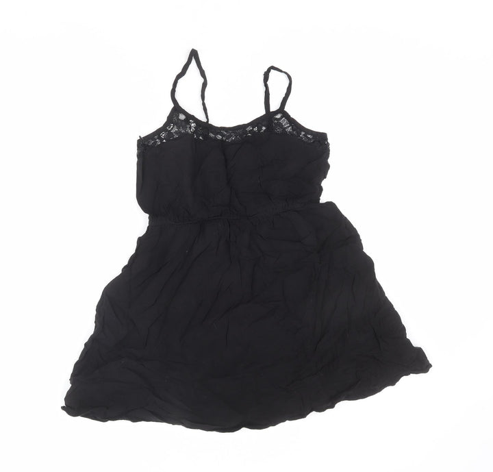 Divided by H&M Womens Black Viscose A-Line Size 12 Round Neck Pullover - Lace Detail