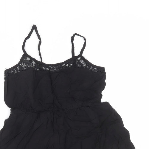 Divided by H&M Womens Black Viscose A-Line Size 12 Round Neck Pullover - Lace Detail