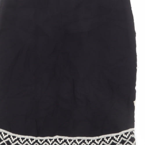 Monsoon Womens Black Geometric Viscose Straight & Pencil Skirt Size 10 Zip