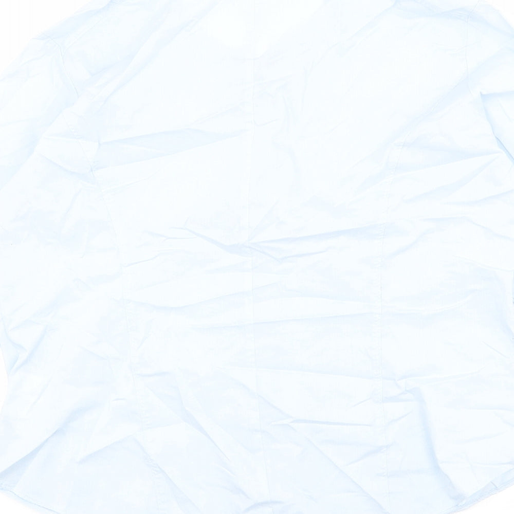 Marks and Spencer Womens Blue Cotton Basic Button-Up Size 14 Collared