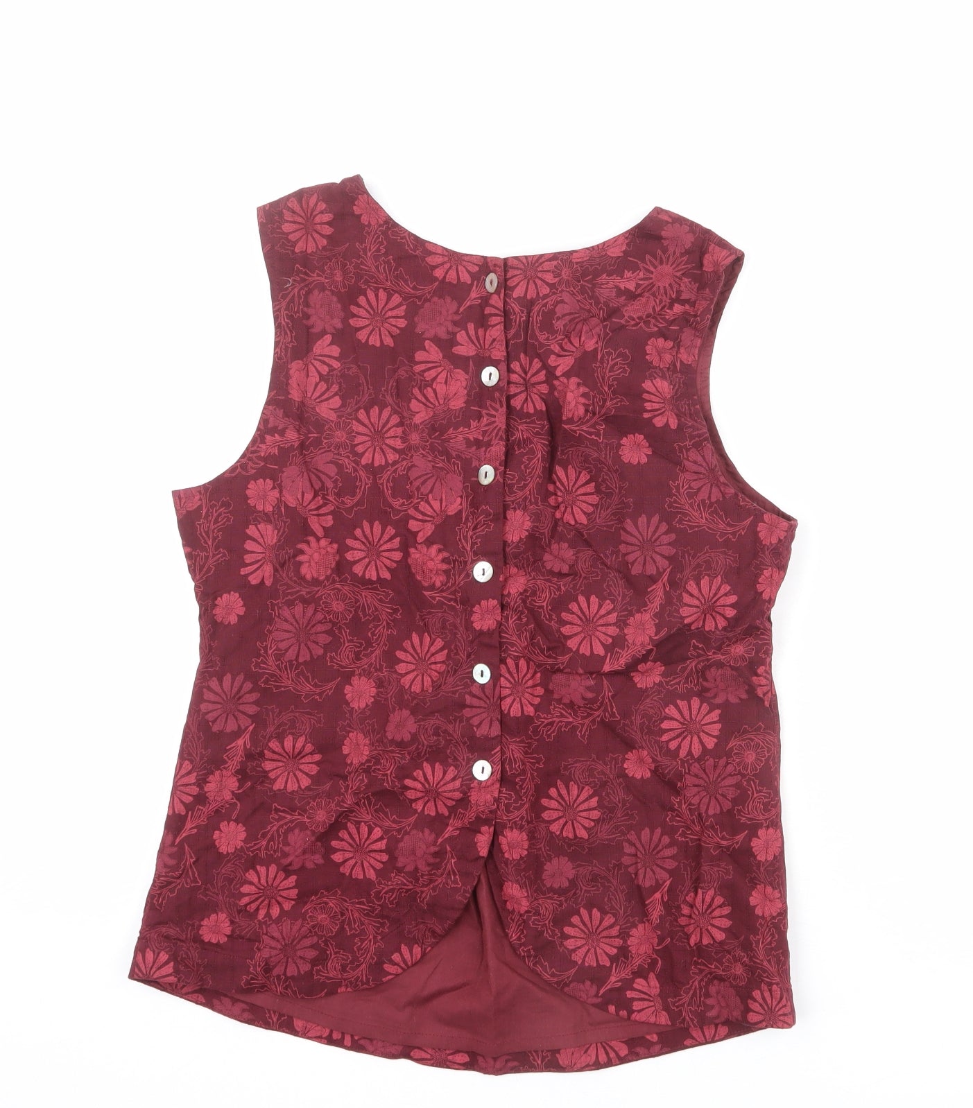 Ness Womens Red Floral Cotton Basic Tank Size 12 Round Neck