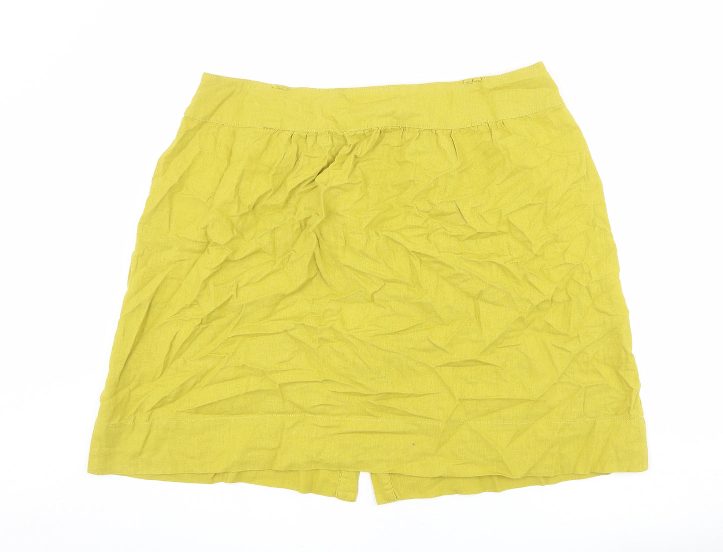 Kaleidoscope Womens Yellow Linen A-Line Skirt Size 20 Button