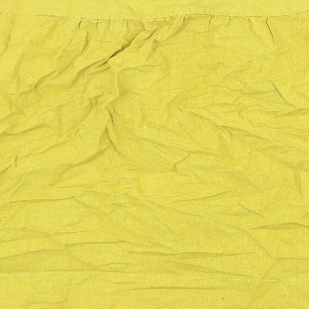 Kaleidoscope Womens Yellow Linen A-Line Skirt Size 20 Button