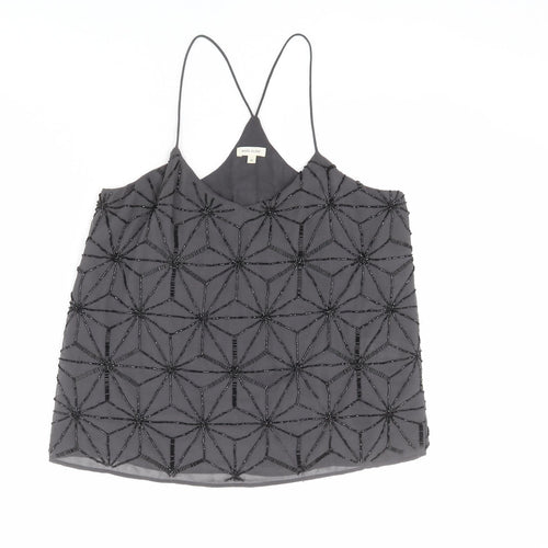 River Island Womens Grey Geometric Polyester Camisole Tank Size 8 V-Neck - Beaded Detail